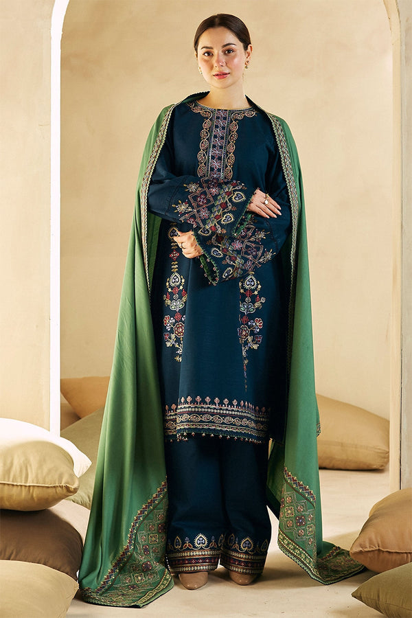 ZARA SHAHJAHAN - 3PC DHANAK EMBROIDERED FL-77