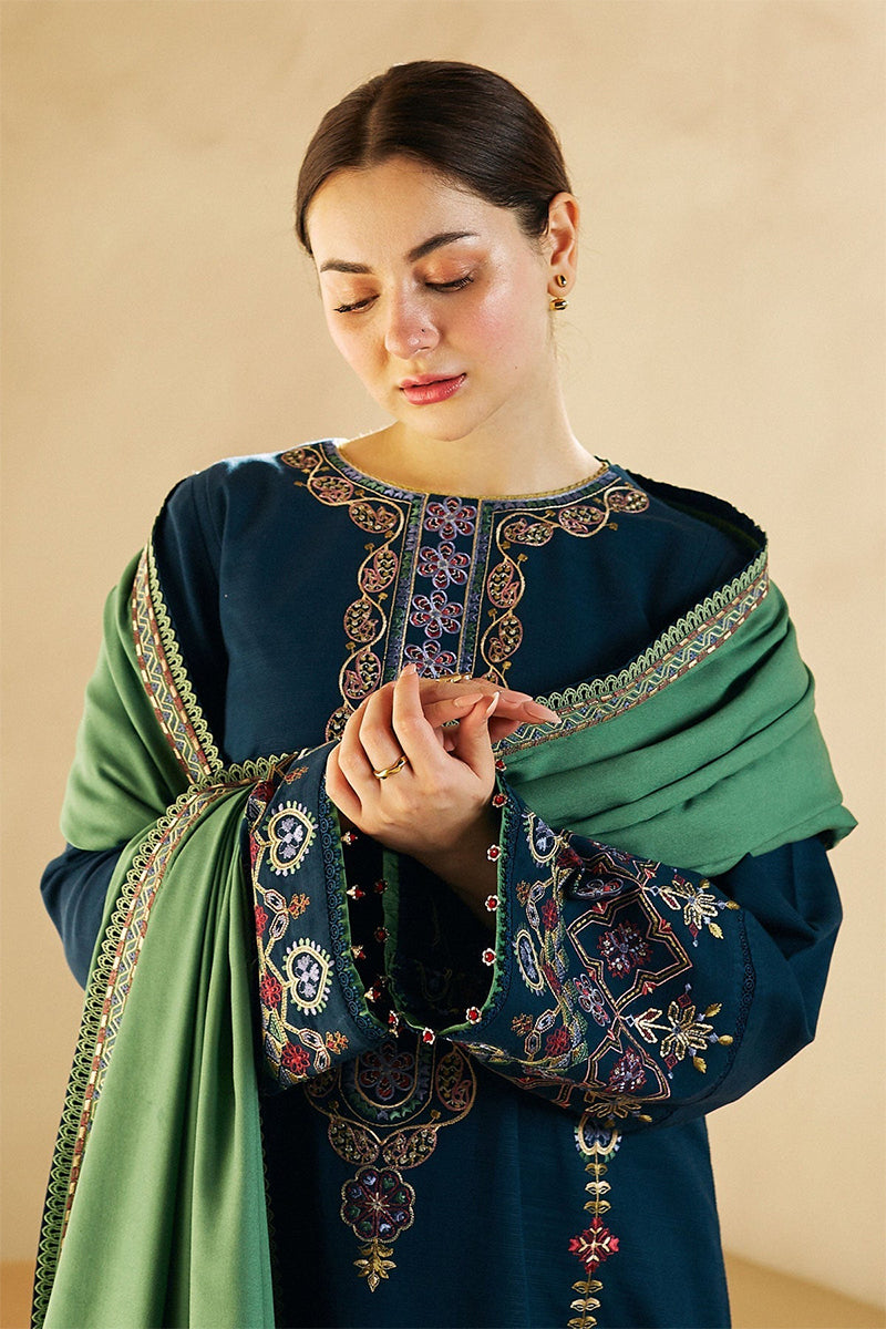 ZARA SHAHJAHAN - 3PC DHANAK EMBROIDERED FL-W77