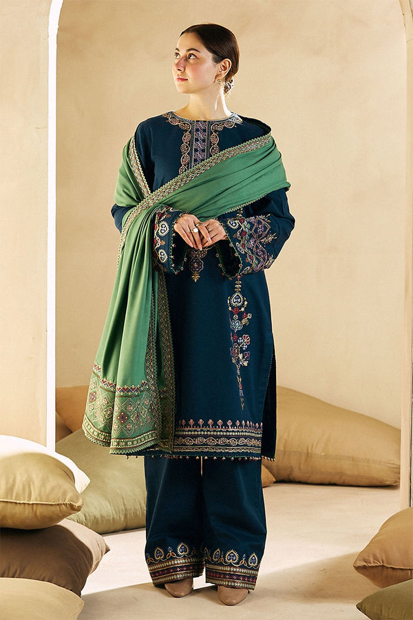 ZARA SHAHJAHAN - 3PC DHANAK EMBROIDERED FL-77