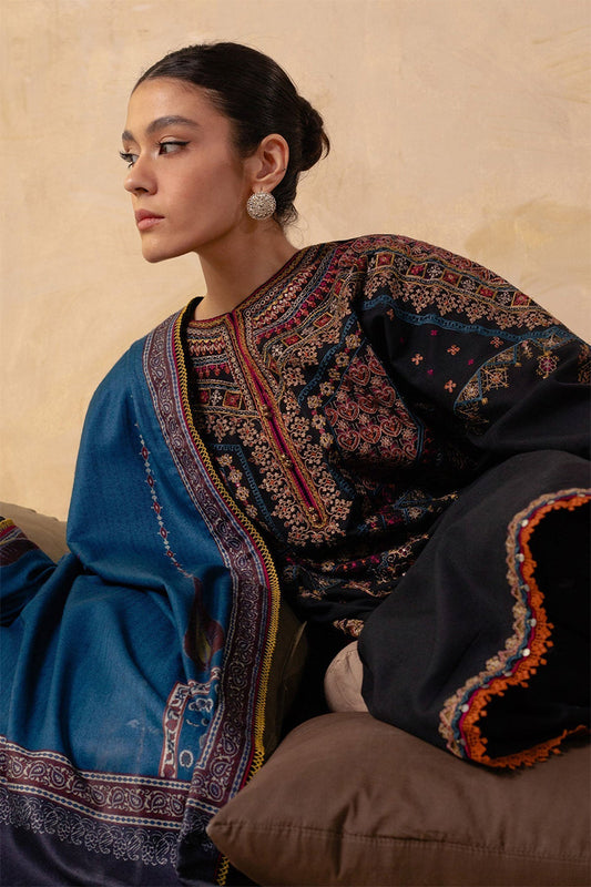 ZARA SHAH JAHAN - 3PC DHANAK EMBROIDERED FL-W143