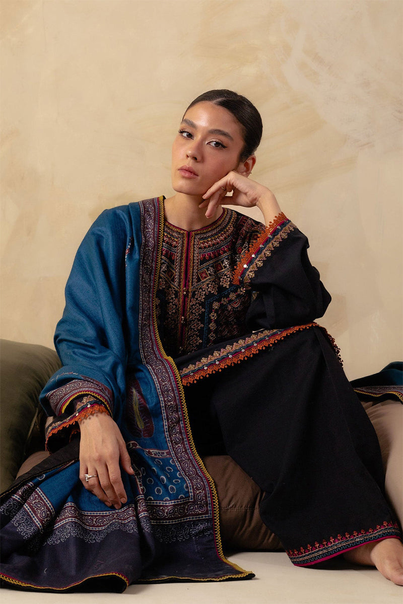 ZARA SHAH JAHAN - 3PC DHANAK EMBROIDERED FL-W143