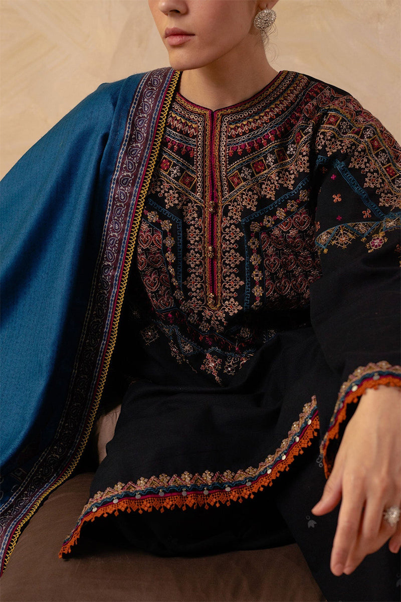 ZARA SHAH JAHAN - 3PC DHANAK EMBROIDERED FL-W143