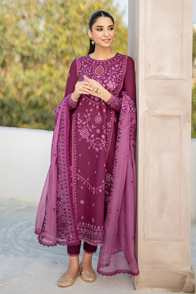 CROSS STITCH - 3PC DHANAK EMBROIDERED FL-W54