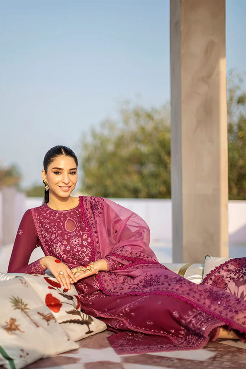 CROSS STITCH - 3PC DHANAK EMBROIDERED FL-W54