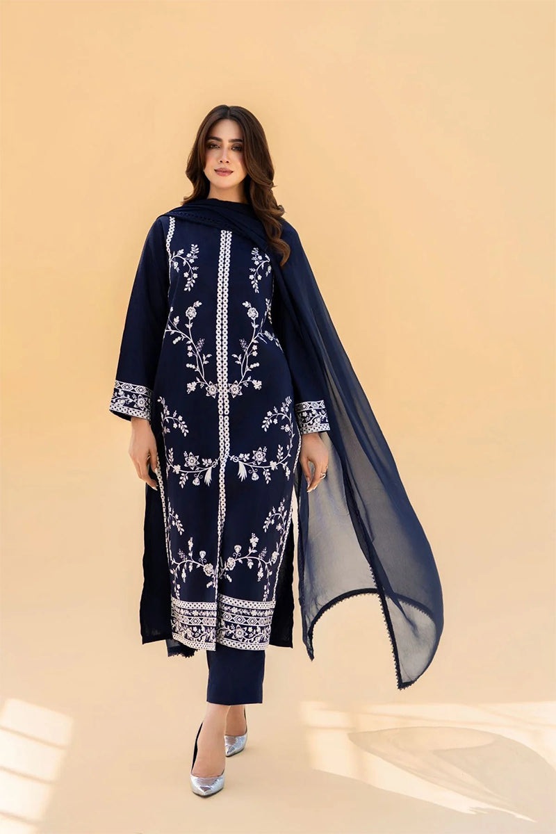 SERAN - 3PC DHANAK EMBROIDERED FL-W206